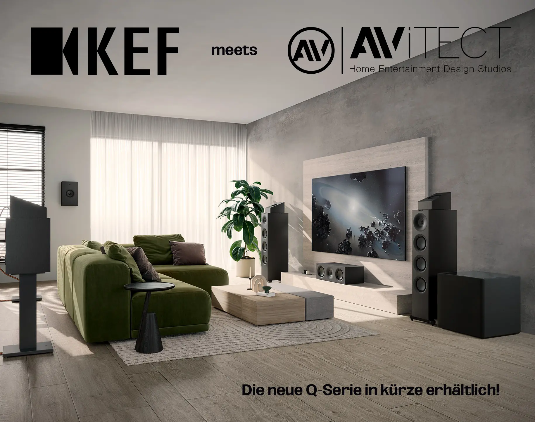 kef q series meets avitect im wohnzimmer