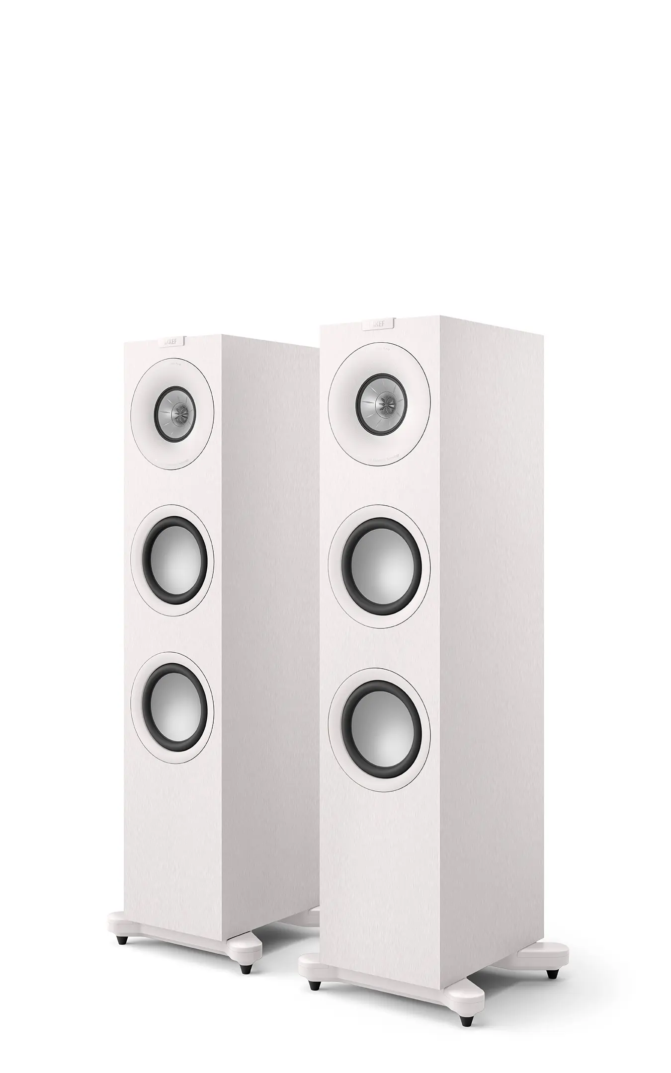 Kef q series q7 meta in weiß paar von vorne