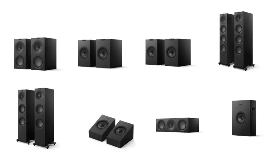 kef q series alle zusammen in schwarz