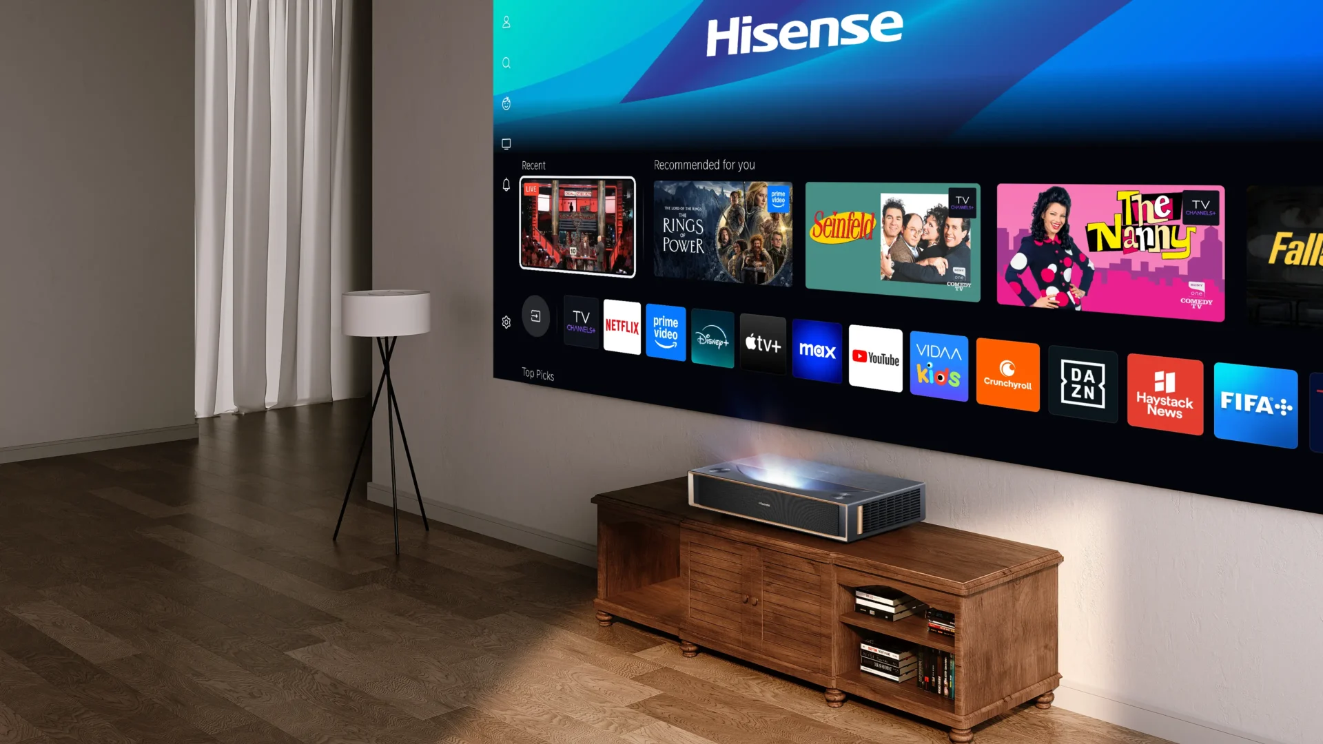 hisense pt1 auf einem Möbel