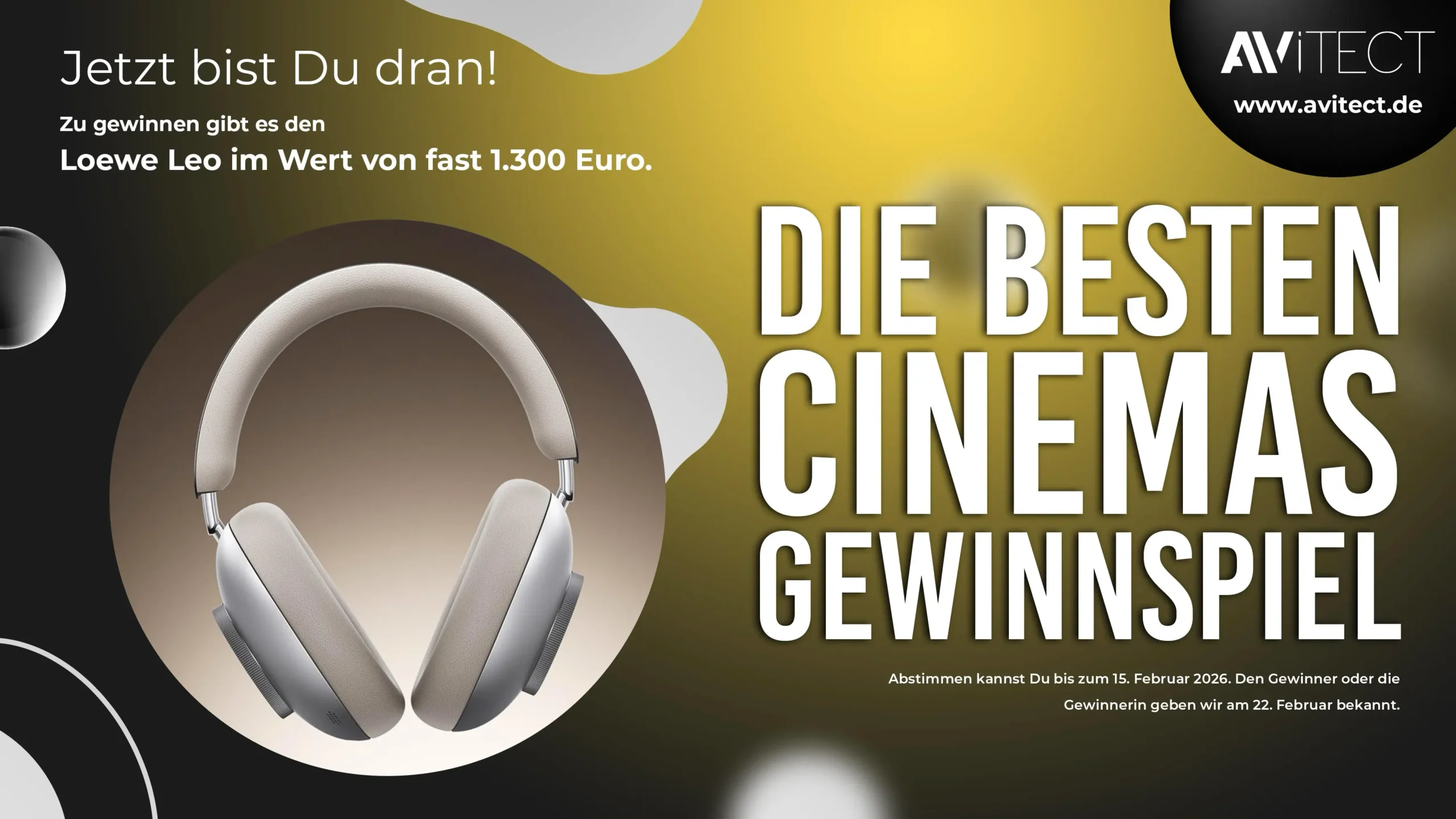 Banner zum Gewinnspiel eines Loewe Leo Kopfhörers im Wert von fast 1.300 Euro.