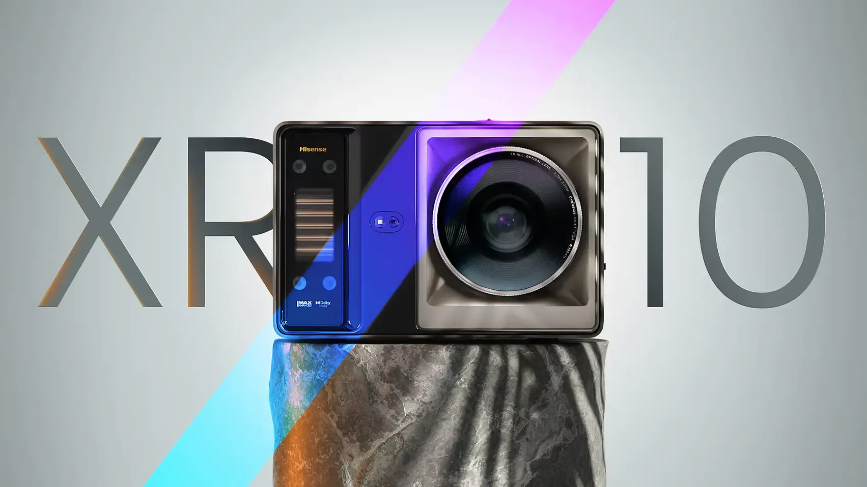 Hisense xr10 4k laser projektor mit 6000 Lumen von vorne Werbung